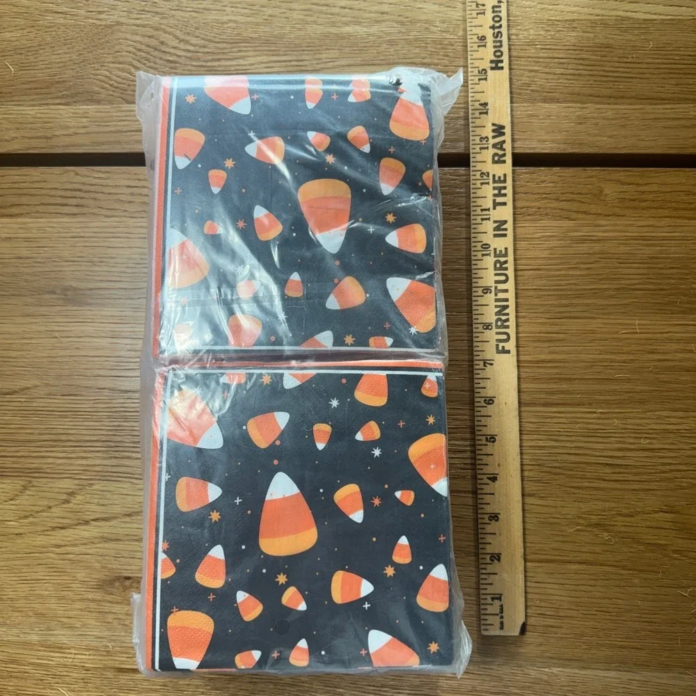 Halloween Candy Corn Paper Napkins 2 Packs (80+) Black Orange Festive Party